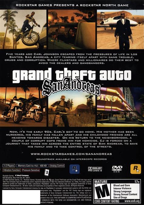 Grand Theft Auto San Andreas Sony Playstation 2 Game