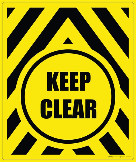 Keep Clear Yellow/Black Hazard Portrait - Large Floor Sign