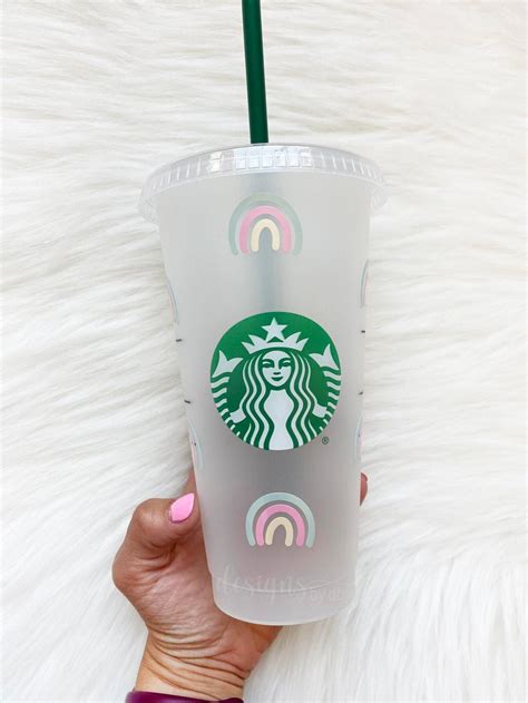 Starbucks Pastel Rainbow Starbucks Cup With Rainbows | Etsy