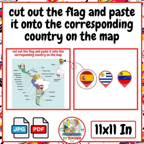 Hispanic heritage month classroom decor | Hispanic Countries flags-map game | Teaching Resources