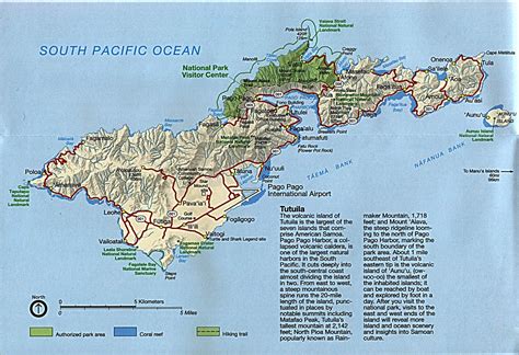 Large detailed road and relief map of Tutuila Island American Samoa ...