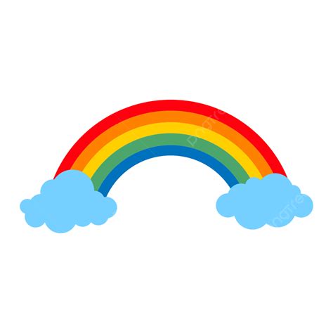 Rainbow With Clouds Flat Style Isolated, Rainbow, Clouds, Sky PNG and Vector with Transparent ...