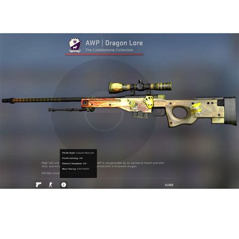 Factory New AWP | Dragon Lore w/ Crown (foil) and other gold stickers, Toys & Games, Video ...