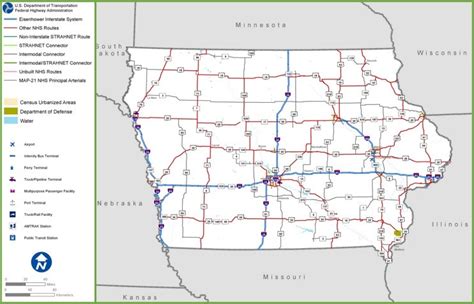 Iowa road map - Ontheworldmap.com