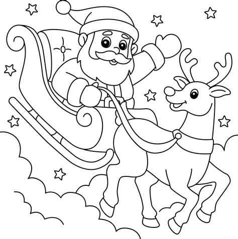 Santa Sleigh With Reindeer Coloring Pages Sleigh And Reindeer Coloring | The Best Porn Website