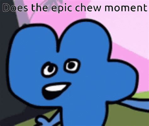 an animated blue elephant with the caption does the epic chew moment mean something?