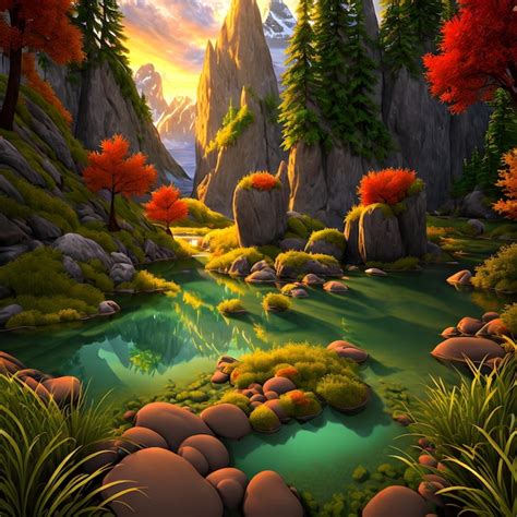 Premium AI Image | Fairy tale multicolored landscape painting