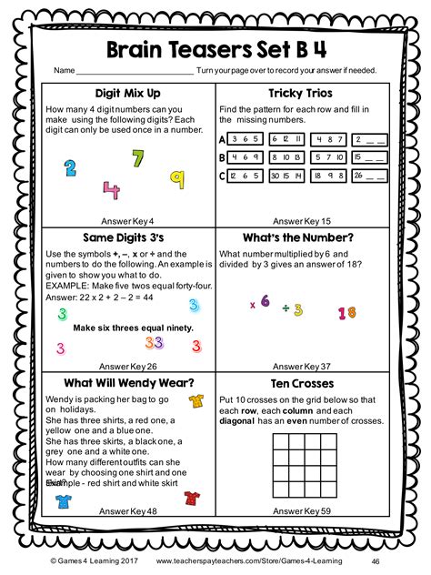 Elementary Math Brain Teasers