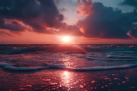 Wallpaper sunset, ocean, beach, 4k, Nature #16129