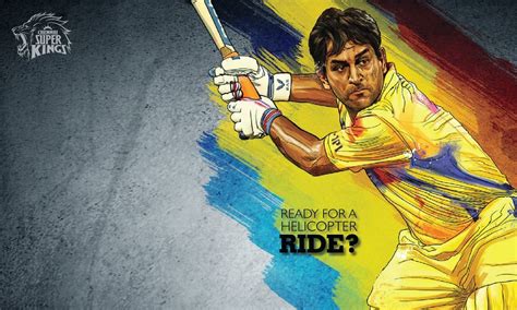 Ipl Csk Chennai Super Kings Dhoni Helicopter Shot Art Hd Wallpaper