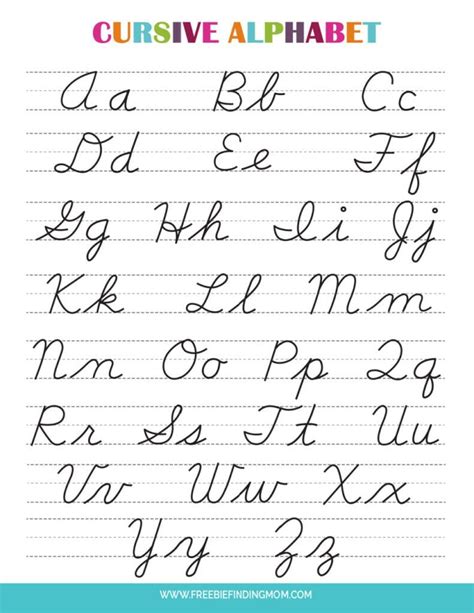 Alphabet In Cursive Printable Chart