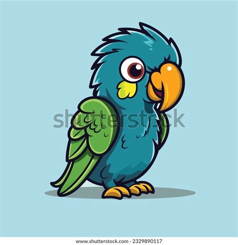 Cute Cartoon Green Parrot Vector Illustration Stock Vector (Royalty Free) 2329890117 | Shutterstock