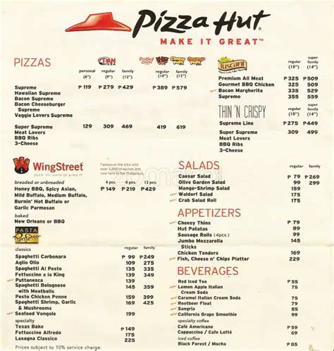 Pizza Hut Menu, Menu for Pizza Hut, Dela Paz, Pasig City - Zomato Philippines