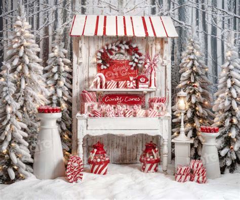 Kate Christmas Candy Canes Outside Red Backdrop Designed by Emetselch