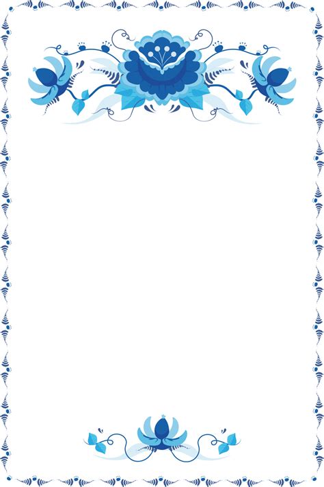 Intricate Blue Florals with Floral Border Invitation Template 23864801 Vector Art at Vecteezy