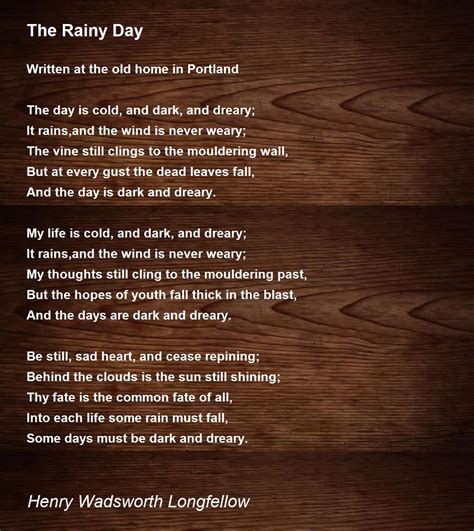 The Rainy Day - The Rainy Day Poem by Henry Wadsworth Longfellow