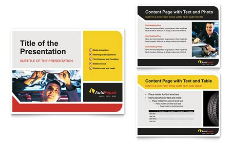 Auto Repair PowerPoint Presentation Template Design