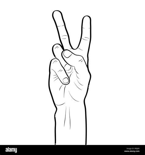 Peace sign hand gesture line art outline Stock Vector Image & Art - Alamy