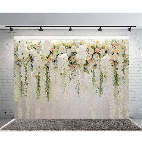 Electronics Romantic Plain Rose Floral Wedding Stage Backdrop 7x5ft Polyester Floral Wedding ...