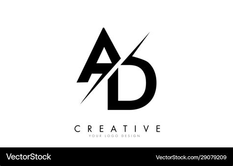 Ad a d letter logo design with a creative cut Vector Image