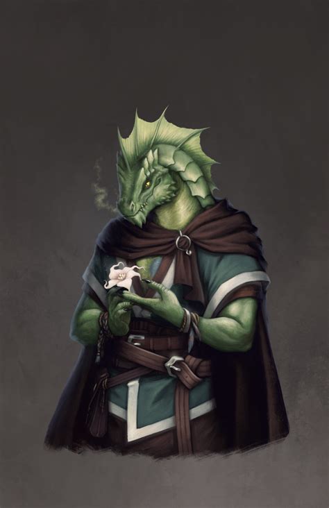 ArtStation - Commission - Green Dragonborn Druid