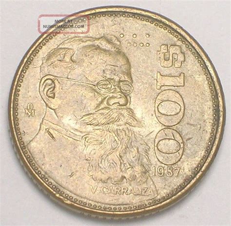 1987 Mexico Mexican 100 Pesos Carranza Eagle Coin Vf