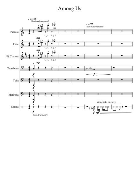 Among Us Flute Sheet Music - AMONGKUI