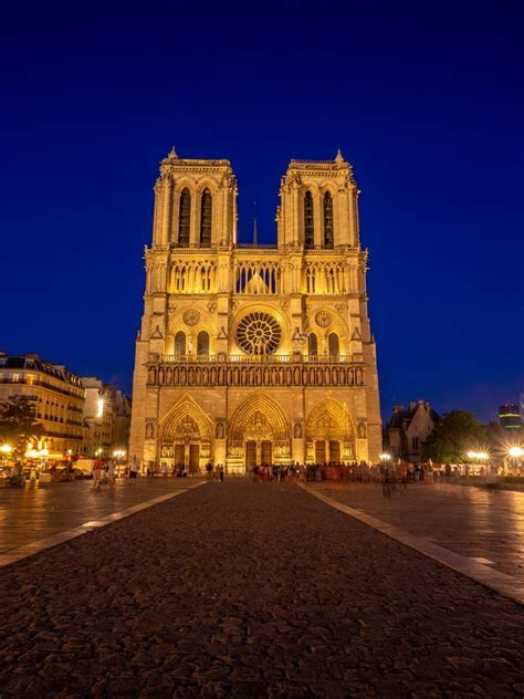 View of the Famous Notre Dame Cathedral at Night Editorial Photo - Image of french, history ...