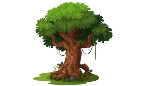 Hermoso árbol para la ilustración de vector de tema de la selva | Vector Premium