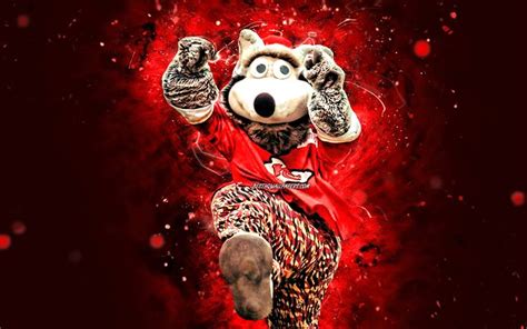 Download wallpapers KC Wolf, 4k, mascot, Kansas City Chiefs, red neon lights, NFL, creative, USA ...