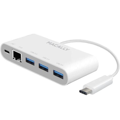 Macally USB-C to USB-A Hub with USB-C Charging/Ethernet Ports for MacBook and Laptop Computer ...