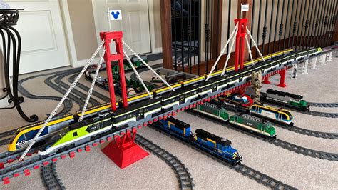 Awesome LEGO Train Set With Huge Lego Bridge - Passenger & Cargo Trains - YouTube