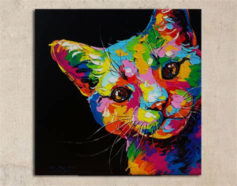 Cat portrait acrylic painting on canvas by SumareeART on Etsy | Cat ...