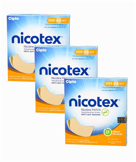 Nicotex Nicotine Patch 14mg (Step2) - (Pack of 3) Patches 7 Pcs: Buy Nicotex Nicotine Patch 14mg ...