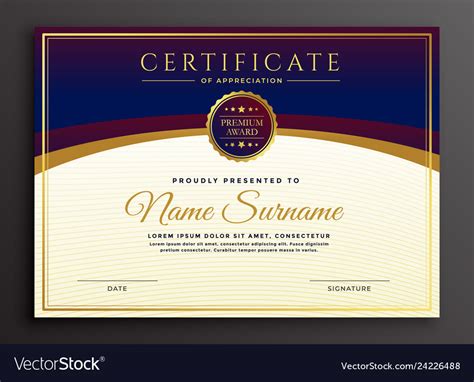 Stylish certificate design professional template Vector Image