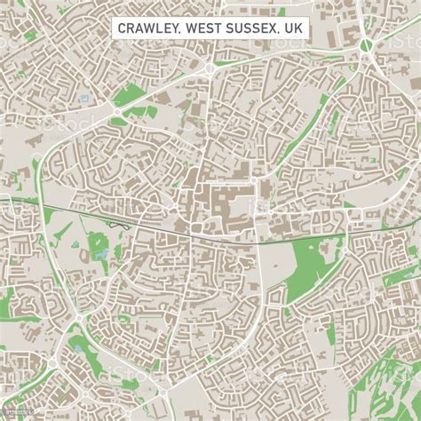 Crawley West Sussex Uk City Street Map Stock Illustration - Download Image Now - City Map ...