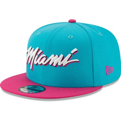 Men's New Era Teal/Pink Miami Heat 2019/20 City Edition On Court 9FIFTY Snapback Adjustable Hat