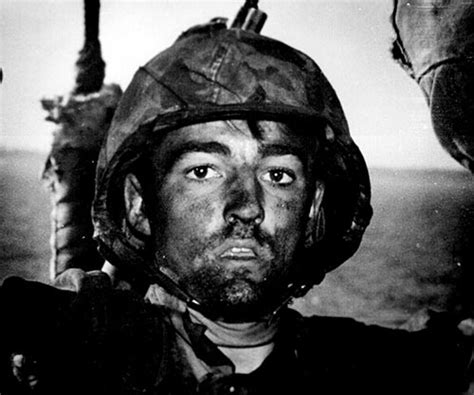 An American marine exhibits the thousand-yard stare after two days of constant fighting in the ...