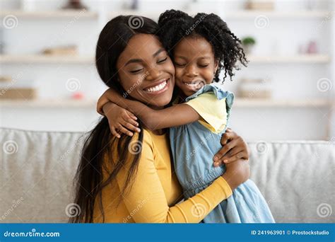 Mother Daughter Love. Happy Black Woman Hugging with Her Child at Home Stock Image - Image of ...