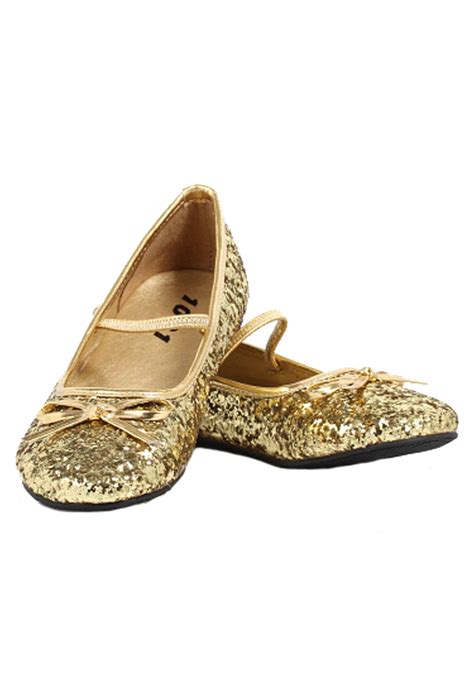 Girls Gold Glitter Ballet Flats