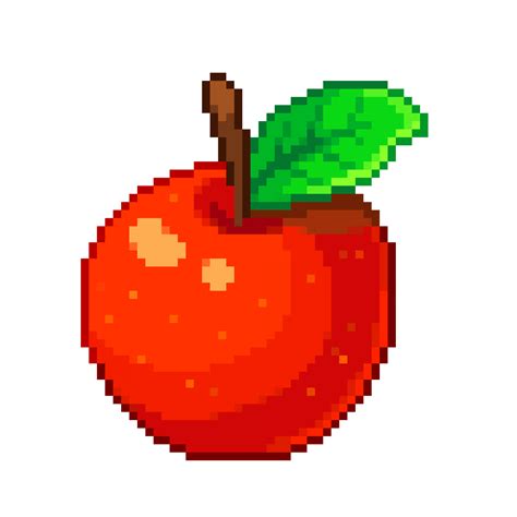 An 8 bit retro styled pixel art illustration of a red apple. 19040577 PNG