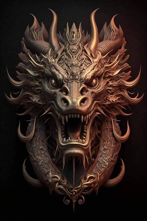 Golden Dragon Head Tattoo Art