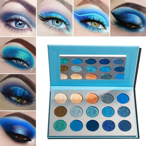 Blue Eyeshadow Palette MakeupAfflano Pro Matte Glitter Highly Pigmented Water... 759675629923 | eBay