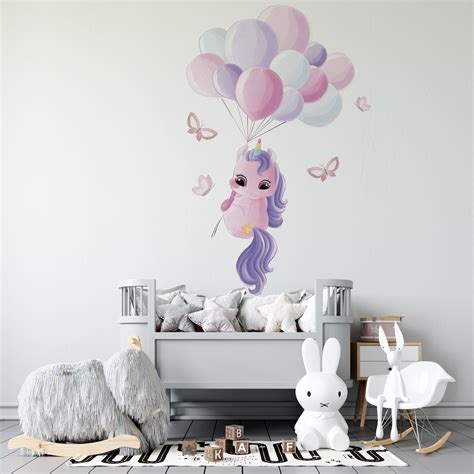 Removable Kids Bedroom Nursery Baby Unicorn Watercolor Art Vinyl Wall Decal - 20" x 30" Home ...