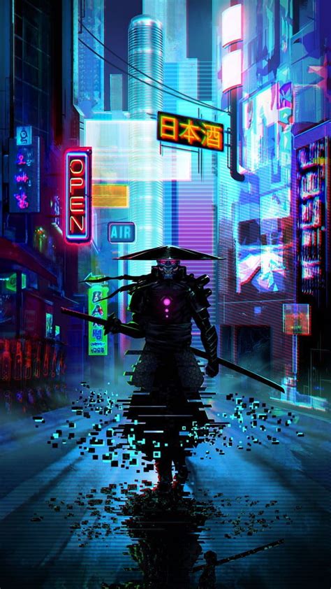 . Samurai , Futuristic samurai, Ninja art, Neon Ninja HD phone ...