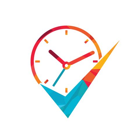 Time management vector logo template. Check mark with clock icon vector ...