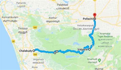 Valparai Route Map