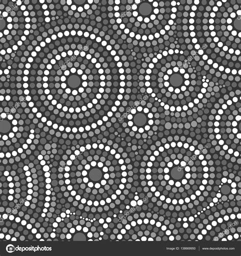 White black dot pattern vector seamless. Aboriginal australian print with concentric abstract ...