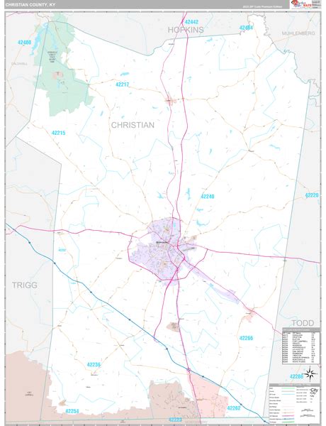 Christian County, KY Zip Code Map - Premium