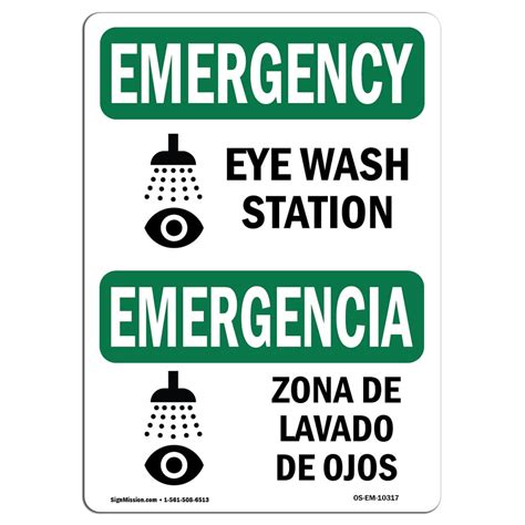 OSHA EMERGENCY Sign - Eye Wash Station Bilingual | Choose from ...